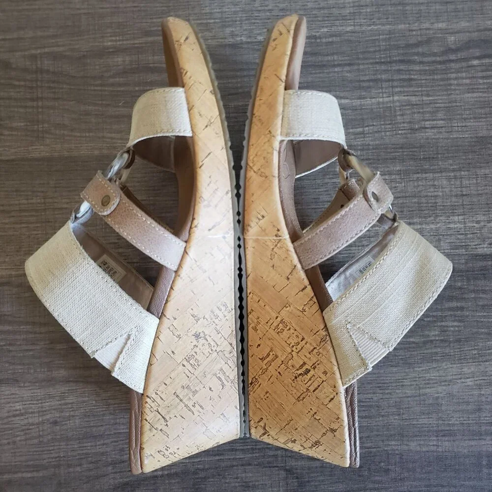 Skechers Beverlee Sail Away Slip-On Canvas Wedge Sandals Natural Size Women's 10